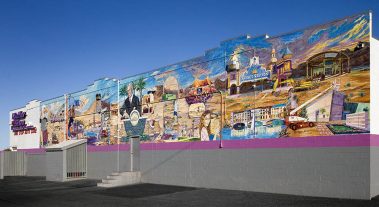 Artwork on the exterior of the Muffler Shop